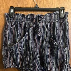 Arizona Jean Company High Waist Striped Shorts - Blue and Pink